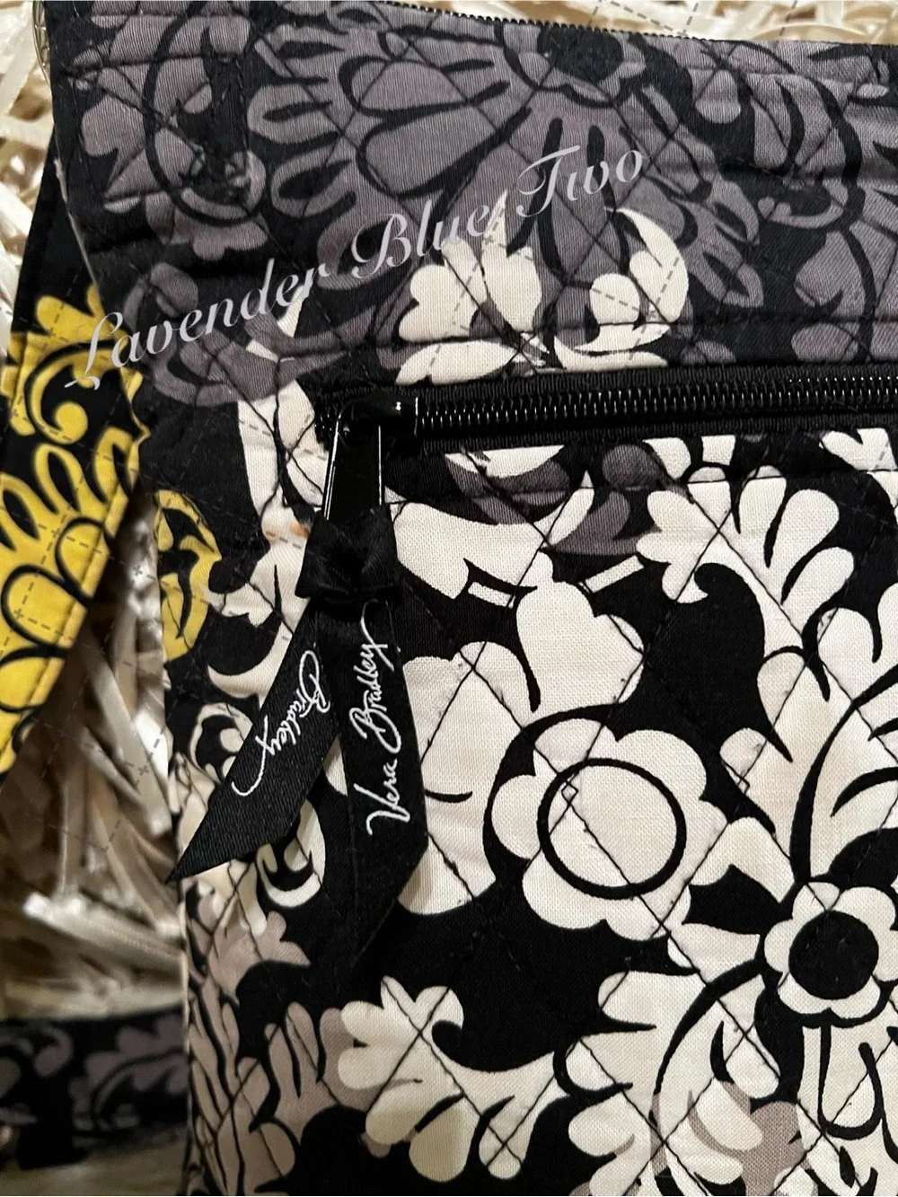 VERA BRADLEY Baroque 2008 Zipper Hipster Crossbody Black Yellow Y2K Floral